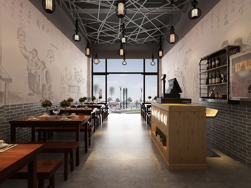 新中式簡約面館裝修設(shè)計(jì)效果圖